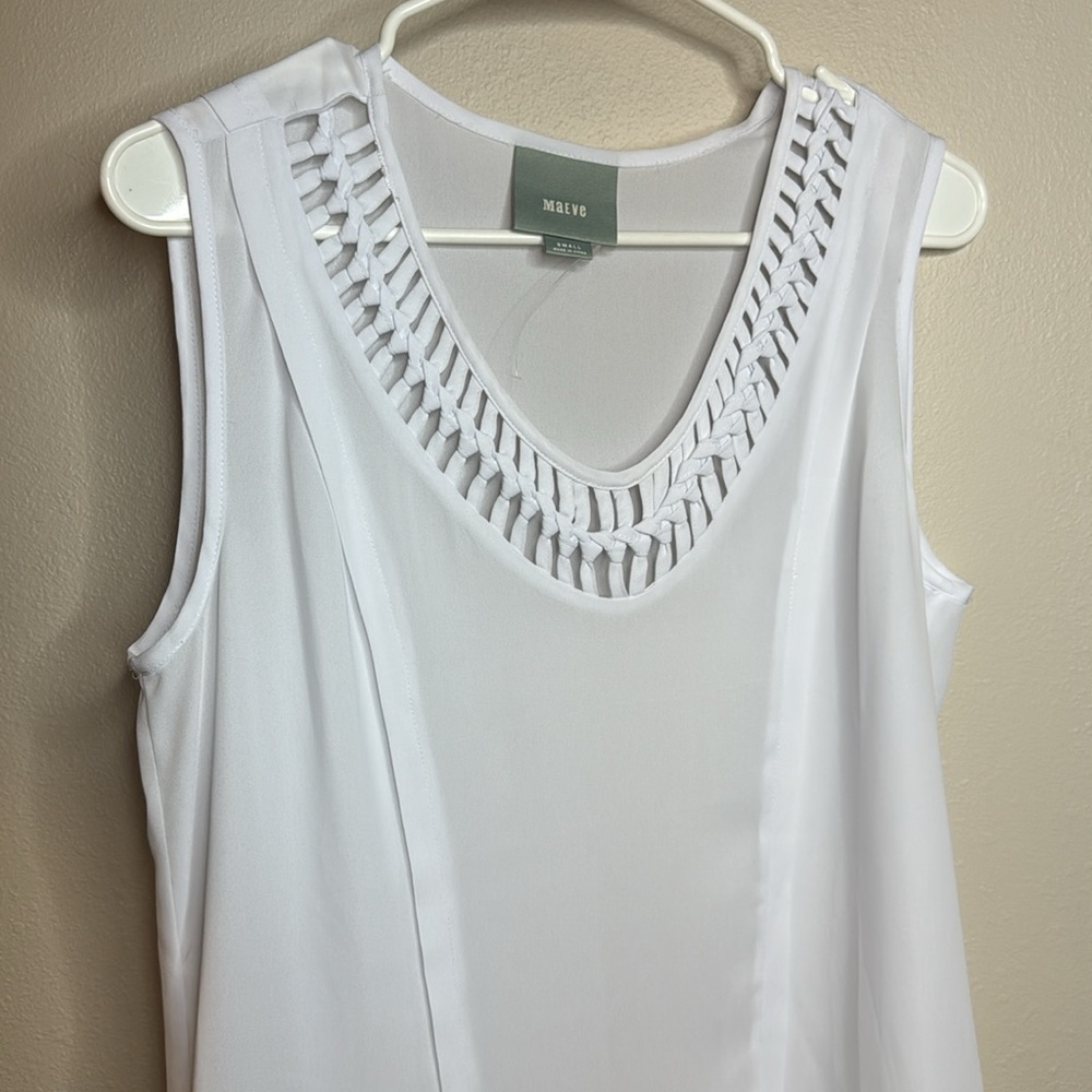 Maeve White Sleeveless‎ Tank Top with Cut Out Detail - Small - Picture 5 of 13